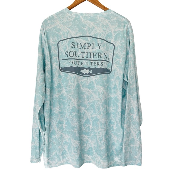 Simply Southern Outfitters Long Sleeve Performance Fishing Shirt Blue 2XL - Picture 2 of 7